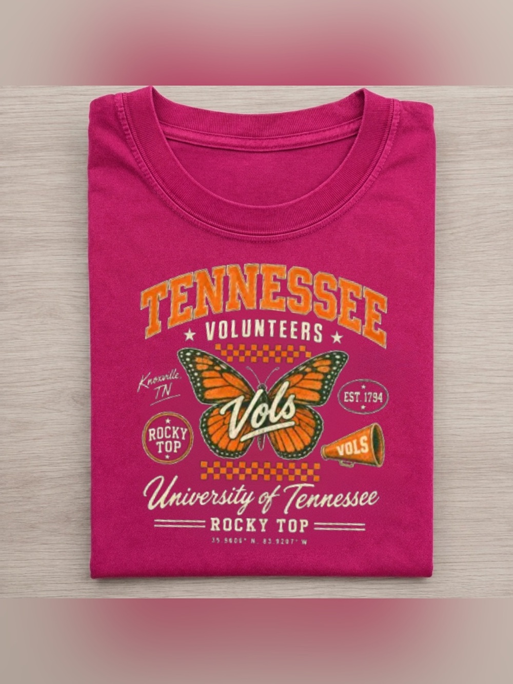 Tennessee Volunteers Butterfly Graphic Tee, Vintage Gildan Shirt For Unisex